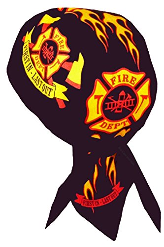 Buy Caps and Hats Fire Department First in Last Out Skull Cap Firefighter Gift Cotton Doo Rag