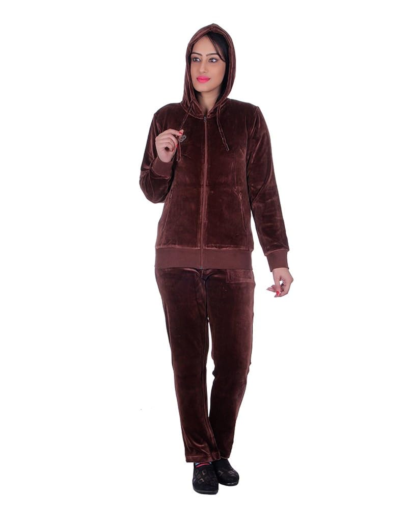vivid bharti style hood cotton velvet/shearing tracksuit