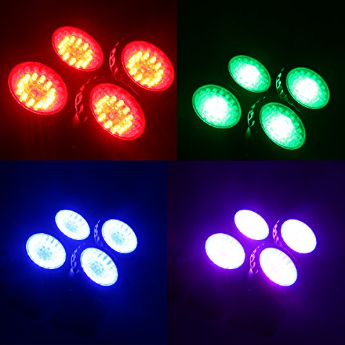 TOPBRY Remote Control Submersible Spotlight Pond lights 36 LED Colorful IP68 Waterproof Aquarium Spotlight Multi-color Decoration Landscape lamp for Fountain Fish Pond Tank Water Garden (Set of 4)