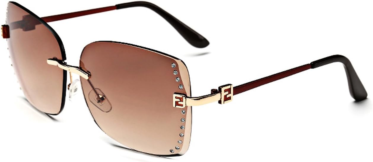 TUFV Women Sunglasses Fashion Square Rimless Cutting Lens Metal Frame K2