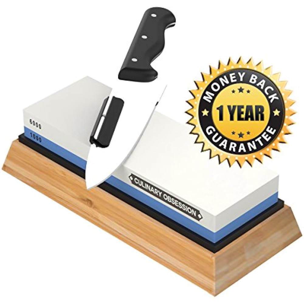 Whetstone Knife Sharpening Stone 2Sided Sharpener Set, 1000/6000 Grits