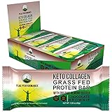Keto Bars - Grass Fed Collagen Keto Protein Bars with Organic Almond Butter by Peak Performance (12 Pack). Delicious, Gluten Free, No Added Sugar, Perfect Snack for Paleo + Keto Chocolate Brownie Bar