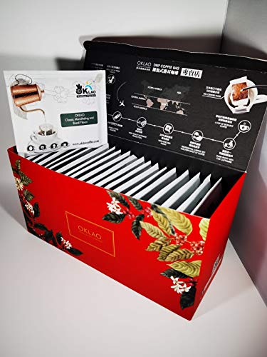 OKLAO Classic Mandheling and Brazil Flavor Drip Coffee Bag Kaffee 20 Stk. in Geschenkverpackung (20)
