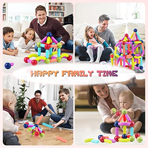 Dollcora 100pcs Magnetic Balls and Rods Set Magnetic Building Blocks Sticks Children Educational Stacking Magnet DIY Toys for Boys Girls Age 3+