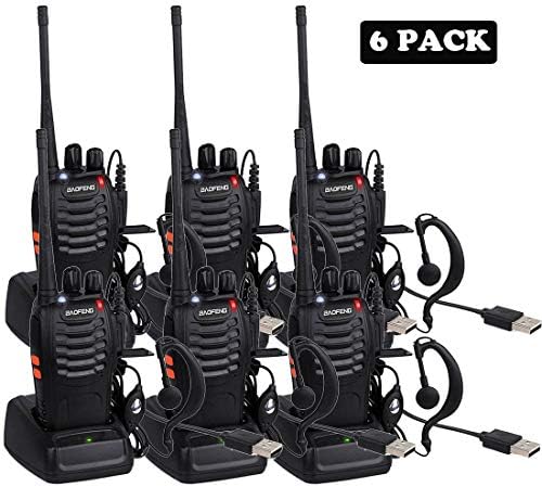 Walkie Talkies Long Range UHF 400-470Mhz Portable Handheld USB Charger Two Way Radio Built-In LED Flashlight for Adults (6 Pack)