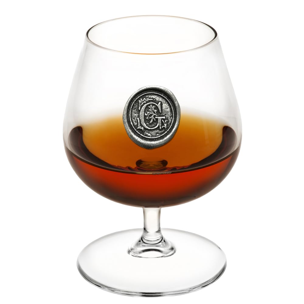 English Pewter Company 14.5oz Brandy Cognac Snifter Glass with Monogram Initial - Personalised Gift with Your Choice of Initial (G) [MON207]