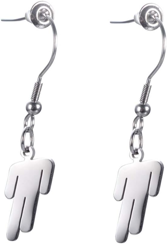 LOHONER American Rapper Billie Eilish Human Shape Drop Stainless Steel Earrings