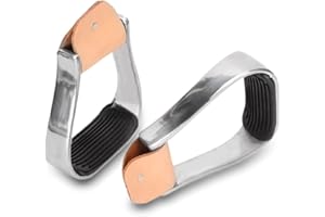 Aluminum Horse Stirrups, Western Style Saddle Tack Overshoe Safety Horse Stirrup with Rubber Anti-Slip Foot Mat