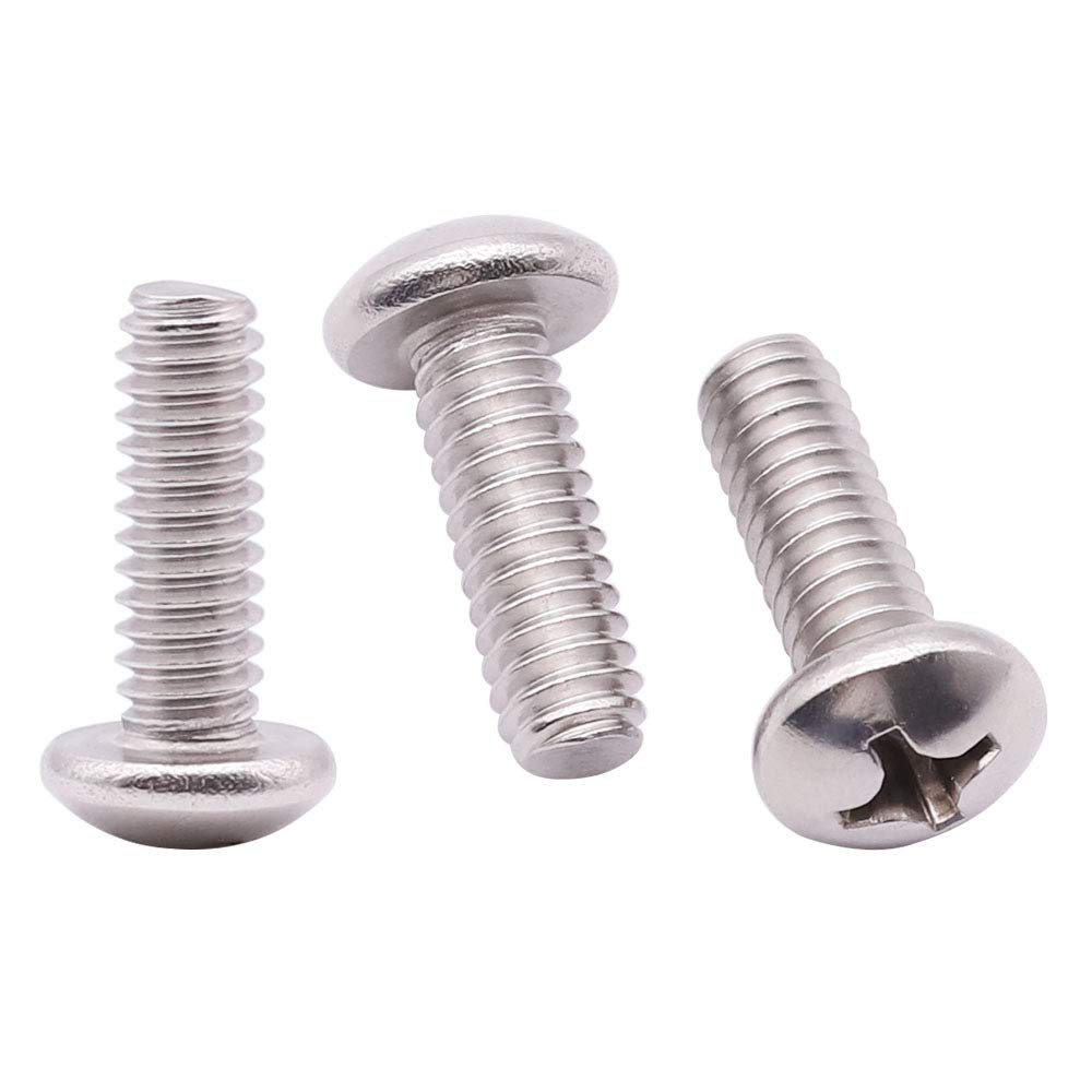 Photo 1 of #10-24 x 1/2" inch (50 pcs) Phillips Pan Head Machine Screw Bolt, 304 Stainless Steel 18-8 Rounded Head Screws, UNC Full Thread, Bright Finish