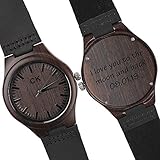 KOSTING Engraved Wooden Watch Anniversary Gifts for Men, Personalized Gifts for Husband Boyfriend Men Leather Strap Wristwatch Personalized Watches for Men