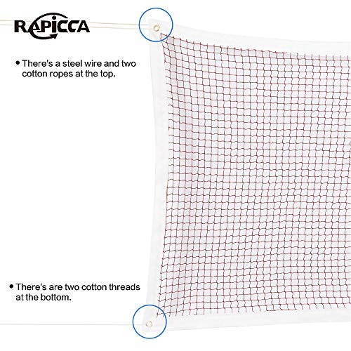 RAPICCA Badminton Net for Indoor or Outdoor Sports Backyard Schoolyard Pool Beach Replacement Net for Tournament or Championships (20 FT x 2.5 FT) Poles Not Included - Thumbnail 2