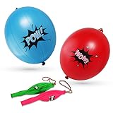 Superhero Comic Book Party Supplies Girl & Boy Punch Balloons, POW! BOOM! WAM! WOW! Pink, Blue, Red, Green Decoration Birthday Party Supplies Favor Pack of 12 Children's Super Hero Punch Balloons
