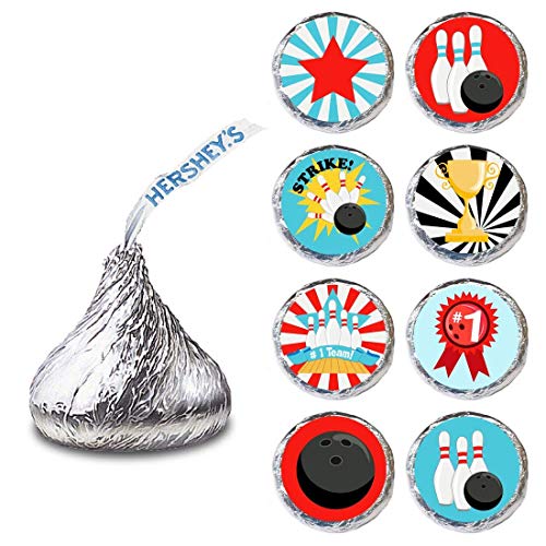 Boy Bowling Label for HERSHEY'S KISSESÂ® chocolates - Candy Sticker Party Favor - Set of 240