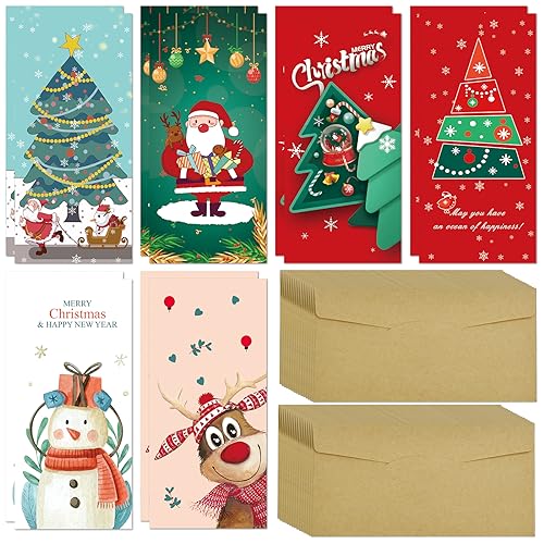 Fibevon Christmas Money Holder for Cash Gifts with Envelopes - 30 Pack of Christmas Gift Card Holder Money Envelopes for Cash Christmas Decoration for Xmas, Holiday, and New Year