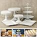 Lucky Monet 6Pcs Crystals Cake Stand Cupcake Tower Stand Wedding Plates Set Metal Round Party Dessert Display Décor with Crystals Beads (6pcs, White)
