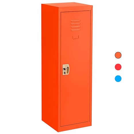 Locker For Kids Metal Locker For Bedroom Kids Room Steel Storage Lockers For Toys Clothes Sports Gear 49 Inch Orange