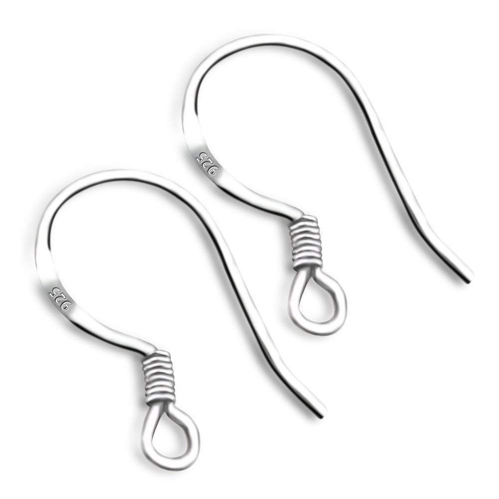 100Pcs 925 Sterling Silver Earring Hooks with 150Pcs Clear Earring Backs, Hypoallergenic Earring Wires for Jewelry Making, Earring Backs Findings with Jewelry Bag