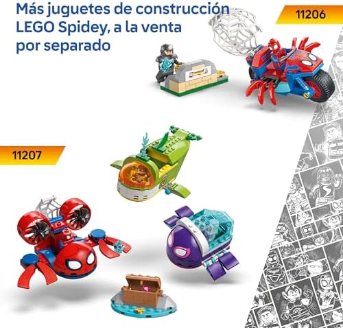 | Marvel Barco Pirata del Equipo Spidey - Juego de Superhéroe - Maquetas de Barcos de Juguete con 4 Minifiguras - Regalo para Niños de 4+ Años y Fans de Spidey y Su Superequipo - 11208