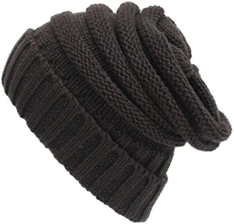 YEAHTOPE Unisex Trendy Beanie Warm Chunky Soft Cable Knit Slouchy Skull Hat (deep grey)