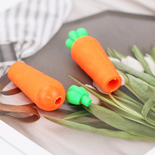 Buorsa12 PCS Mini Cute Carrot Shape Pencil Eraser Caps Pencil Extender Holder