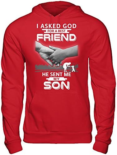 TeeCentury Unisex I Asked God For A Best Friend He Sent Me My Son Shirt Gildan - Pullover Hoodie (Hoodie, Red, XL)