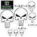 Punisher Skull Sticker Pack Decal Set White Reflective 2 Large Skulls 2 Medium 3 Small Skull Sticker for car Decals Like Chris Kyle American Sniper Motorcycle Helmet Jeep Window Trucks Bicycle Safety