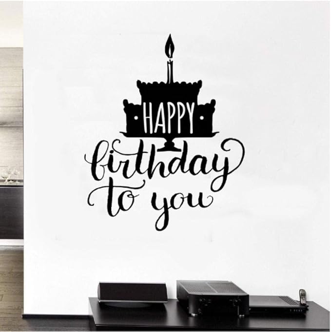 Wall Stickers Decals Mural Happy Birthday to You with Cake Wall Sticker