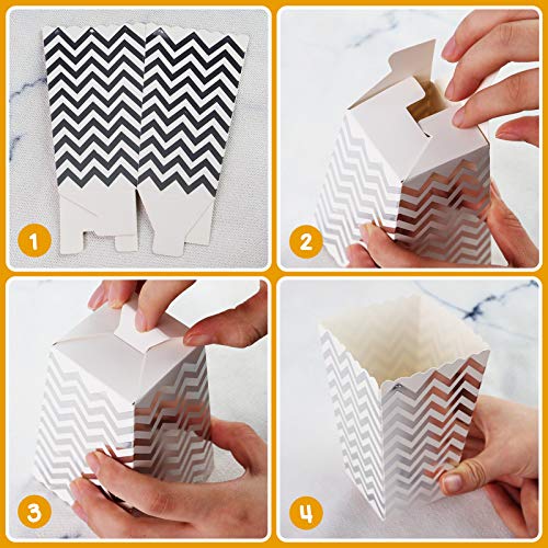 HANSGO Small Popcorn Boxes, 36PCS Striped Popcorn Paper Bags Popcorn Containers Cardboard Candy Containers for Carnival Movie Theater