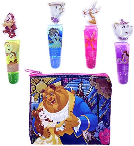 KidPlay Products Disney Beauty and the Beast Girls 5pc Cosmetic Lip Gloss Makeup Set