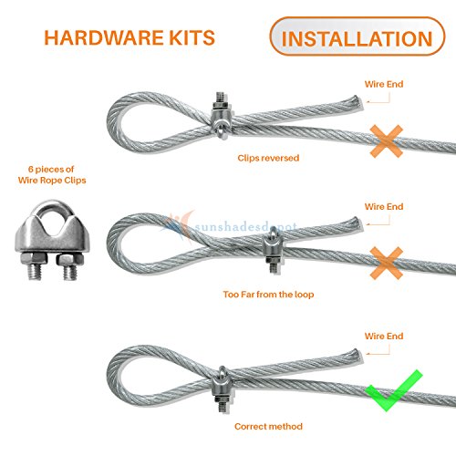 image for Sunshades Depot Sun Shade Sail Steel Wire Advance Hardware kit Set 8 I