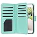 ULAK Compatible with iPhone 8 case with Card Holder, PU Leather iPhone 7 Wallet Case with Credit Card Slot Magnetic Closure Flip Wallet Case Cover for Apple iPhone 7/8 4.7 inch- Minimal Mint Stripes