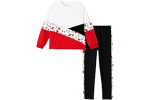 PATPAT Little Girls Clothes Crew Neck Leopard Color Block Sweatshirt and Leggings Girls Outfits Size 4-14Y