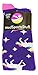 MadSportsStuff Neon Rainbow Unicorn Over the Calf Socks (Purple/Neon Pink, Medium)