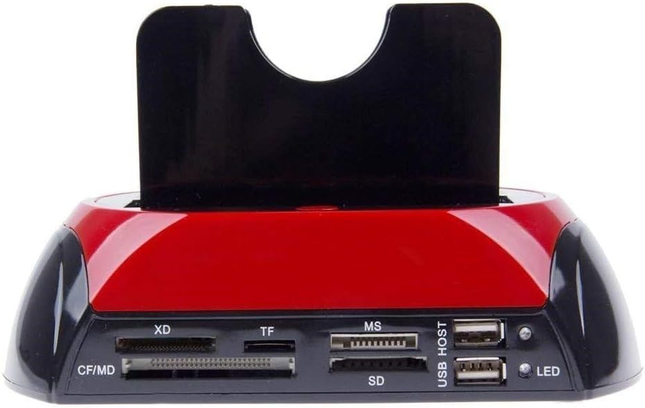 All-in-One Dual SATA/IDE HDD 875J Docking Station with One Backup Button for 2.5"/3.5" SATA/IDE HDD (Black + Red)
