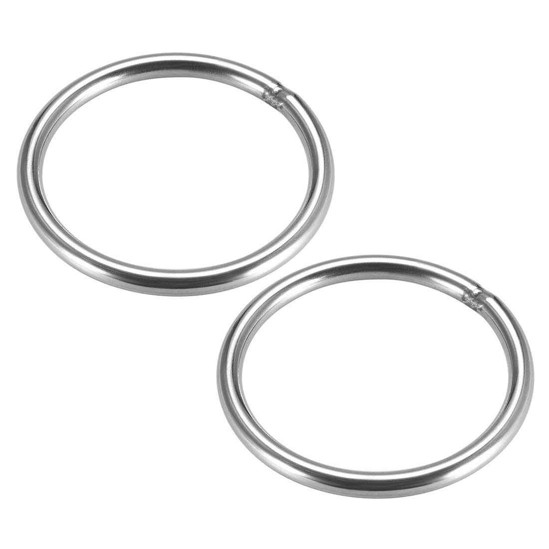 sourcing map 201 Stainless Steel O Ring 50mm(1.97") Outer Diameter 4mm Thickness Strapping Welded Round Rings 2pcs