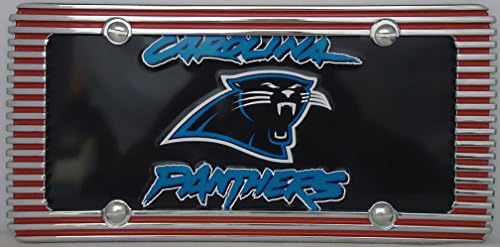 Wall Sign of the , Carolina Panthers , on a Metal Sign, in a Red, Chrome Billet Metal Border,,10A2.2&amp;27B4.5