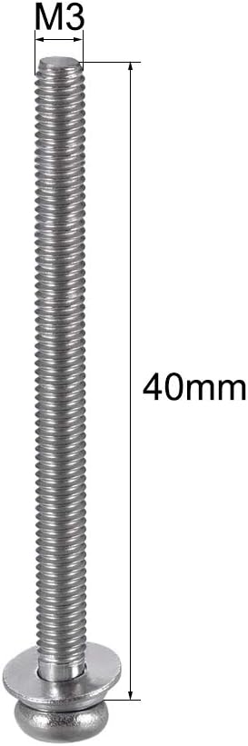 sourcing map M3 x 40mm 304 Stainless Steel Phillips Pan Head Machine Screws Bolts Combine with Spring Washer and Plain Washers 10pcs - Image 3
