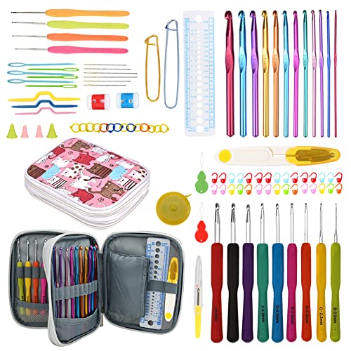 Katech Crochet Hooks Kit with Case, 99Piece Crochet Hooks Set DIY