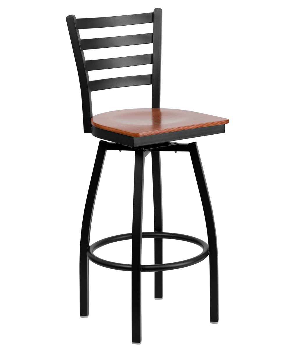 Best Hercules Series Black Ladder Back Metal Restaurant Stool