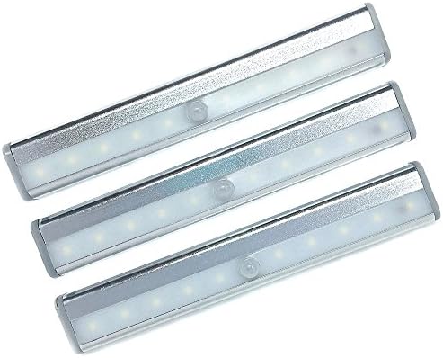 Epic Sence 10 LED Motion Sense Lights- 3 Pack-DIY-Multi-Use Stick on any surface-Portable- Cordless Light Bar with Magnet Strip (Battery Operated)-Kids room/Cabinet/Closet/Stairs/Porch/RV/Tool Box