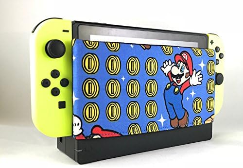 GameSide - Nintendo Switch Dock Sleeve , Screen Protector, Antiscratch Cover Sleeve for Nintendo Switch , Dock Socks , Soft Microsuede , Made in USA (Mario (Coin))