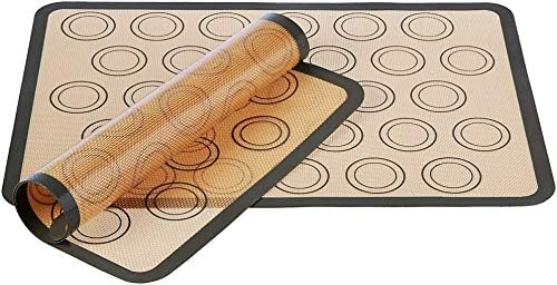 LacRose Premium Silicone Fiberglass Macaron Baking Mat - Set of 2 (Thick & Large) - Non Stick Silicon Liner for Bake Pans & Rolling - Macaroon/Pastry/Cookie Making - Professional Grade Nonstick