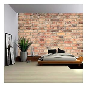 Shades of Orange and Brown on a Brick Wall - Wall Mural, Removable Wallpaper, Home Decor - 66x96 inches