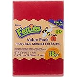 Darice Felties Stiff Felt Sheets with Sticky Backs (18 Sheets) - Assorted Primary Colors - Great for Craft Projects with Kids, Costumes, Classrooms, Scouts, Parties - 6