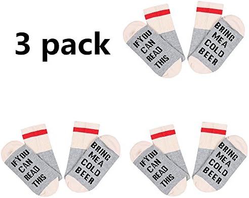 LAMISSCHI Chrismas 3 Pairs If You Can Read This Please Bring Me Some Wine Socks(3 Pack_Style 1)