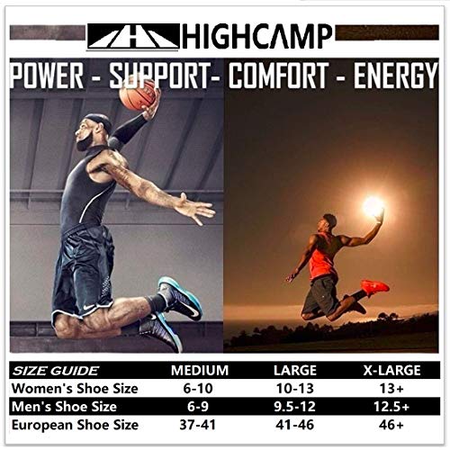 2 Pairs PK Elite Basketball Socks Dry Fit Warm Crew Sports Athletic Socks for Boy Girl Men Women (Black/Red X 2PK, L)