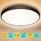 LightingWill 12in LED Flush Mount Ceiling Light 24W 3200LM 2800K Warm White view 2