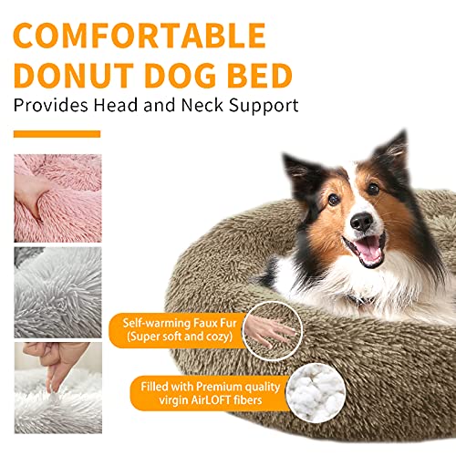 Calming Dog Bed, Dog Beds for Medium Dogs, Small & Large Donut Pet Bed