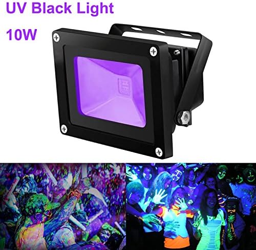 UV Black Light LED Flood Light IP65 Waterproof for Blacklight Party Stage Lighting Fluorescent Effect Neon Glow Glow in the Dark Curing Fishing Aquarium Indoor Outdoor Garden Hotel Yard Park(10W)