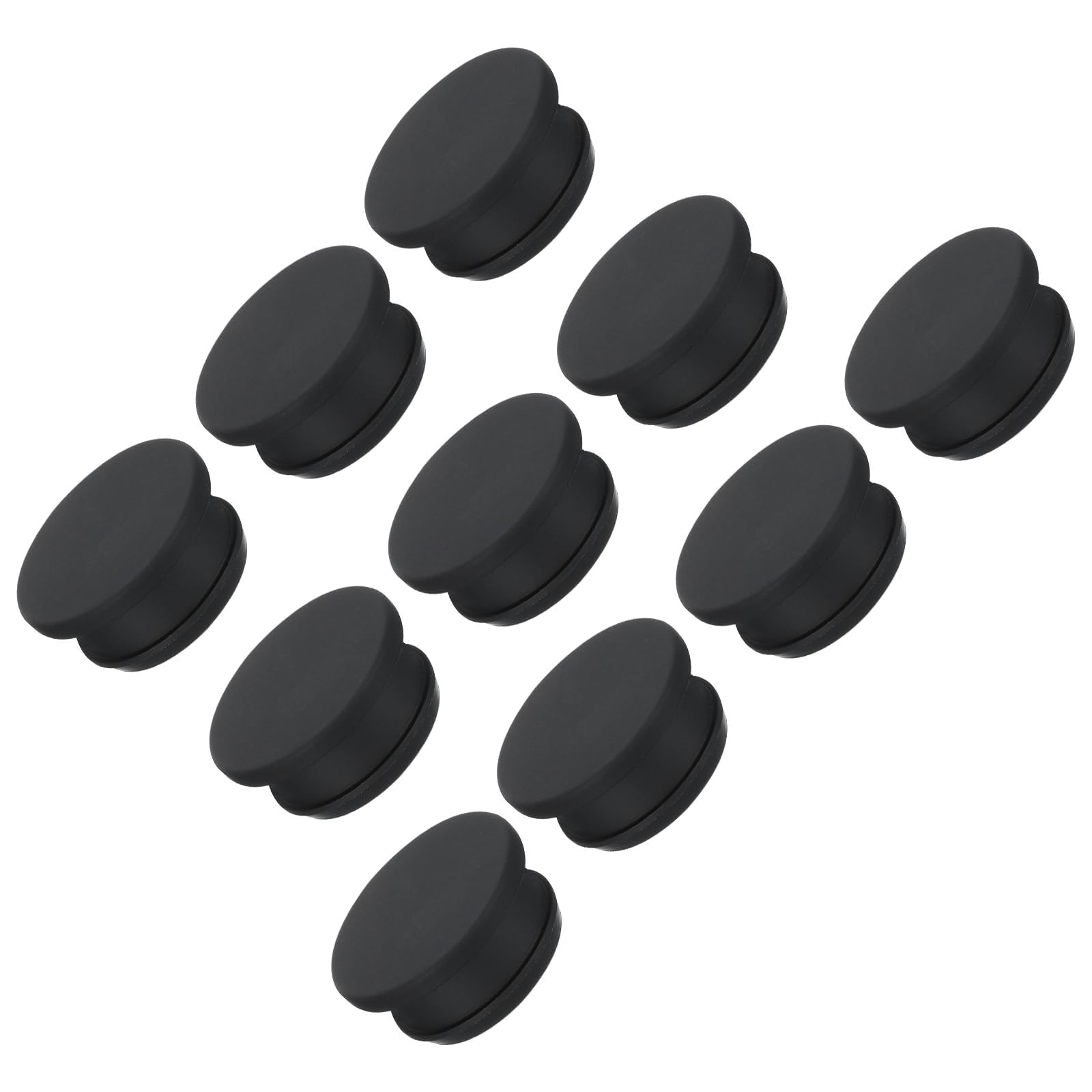 TOP-VIGOR 10Pcs Silicone Snap in Locking Hole Plugs, 28mm Diameter Hole Stoppers, Rubber Panel Seal Cover Flush Type Panel Round for Kitchen Rubber Bulkheads Waterproof Sealing Plugs, Black